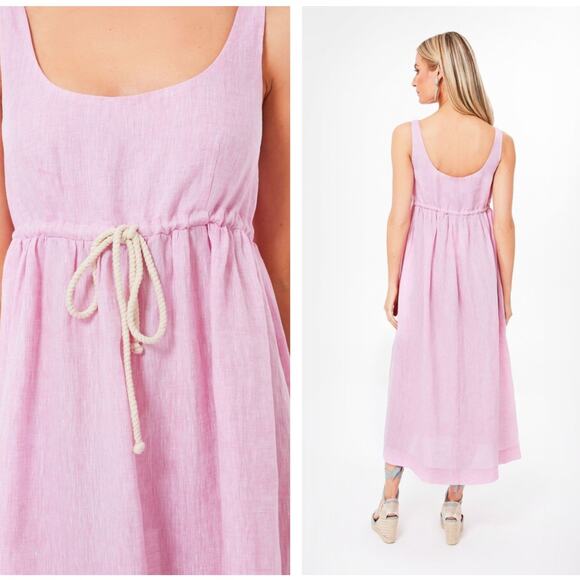 TUCKERNUCK x POMANDER PLACE Sabella Linen Maxi Dress Pink Sz XXL NWT {LL31} - Picture 3 of 3
